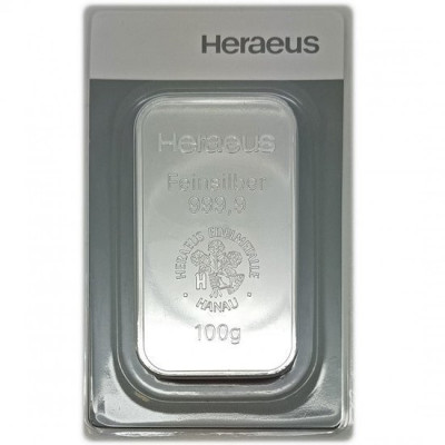 Argor-Heraeus/Heraeus 100 g - Zilveren beleggingsstaaf
