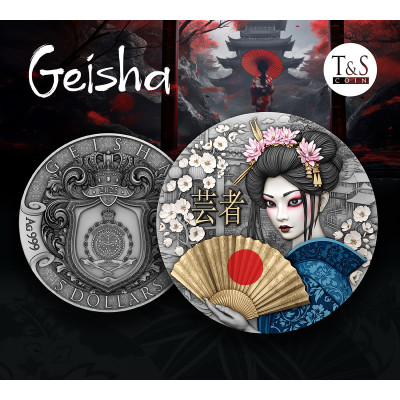 Geisha - 2 oz - zilveren verzamelmunt