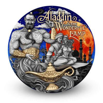 Aladdin en de wonderlamp – 2 oz – zilveren verzamelmunt