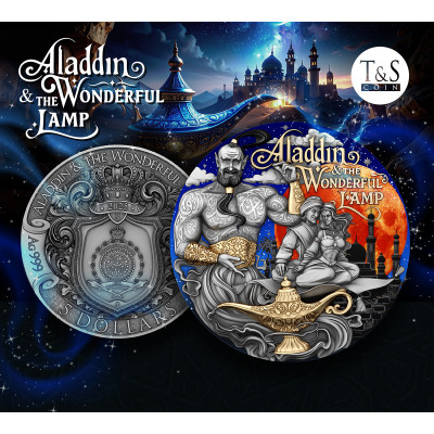 Aladdin en de wonderlamp – 2 oz – zilveren verzamelmunt